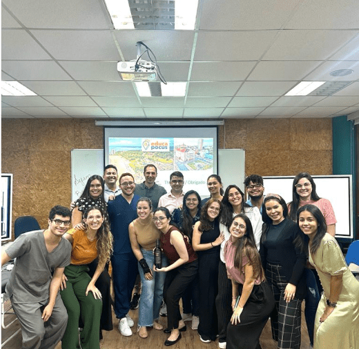 Students gathered post presenation for group photo in Brazil